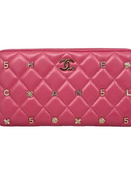 Chanel Handbags - Chanel Long Wallet Zip Round Ap1590 Quilted Lambskin Coco Mark
